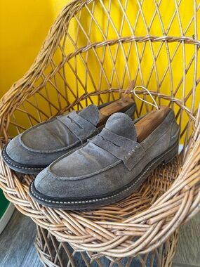 Officine creative SAX 001 gray Suede Penny Loafers handmade in Italy
